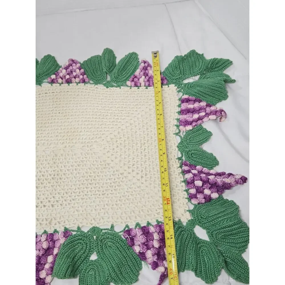 Vintage Crocheted Doily With Grape Clusters 21